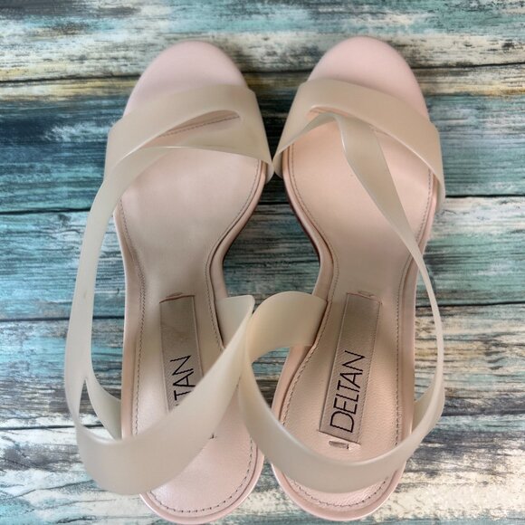 Deltan Tinsley Sandal Womens 9 Beige Silicone Open Toe Slip On Dress Eveningwear - Picture 4 of 11